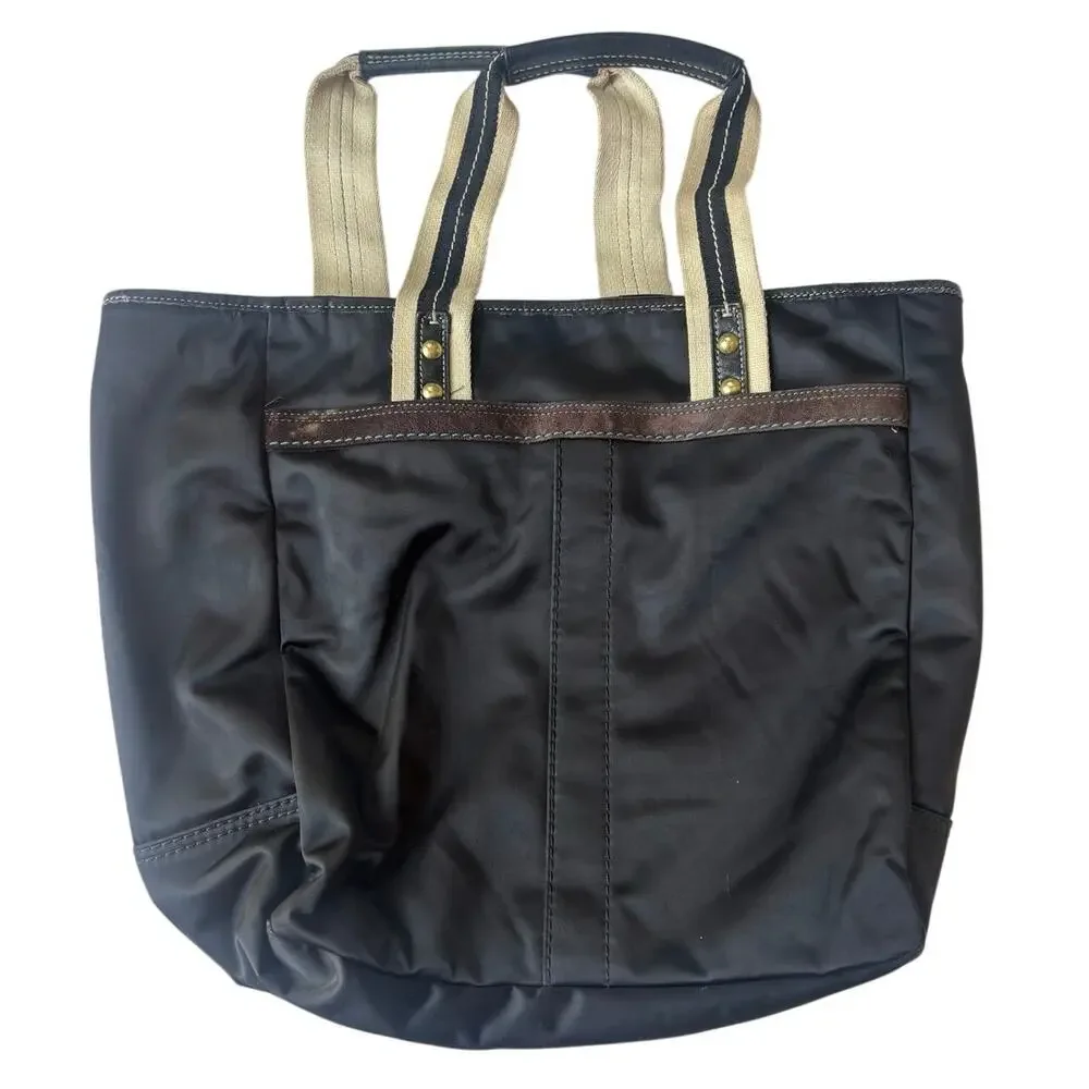 Coach Legacy Weekend Tote 19811 Black Nylon Leather Large Carryall Bag